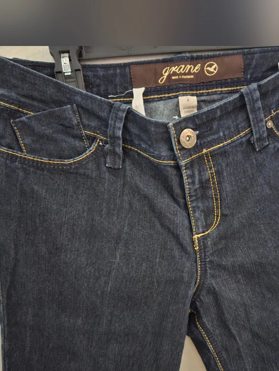 Vtg Y2K Grane Bootcut Jeans | Dark Wash Embroidered Flap Pockets | Size 9 Long - Picture 8 of 8